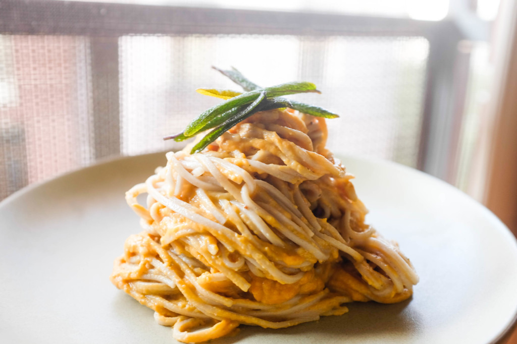 sweet potato buckwheat pasta with fried sage