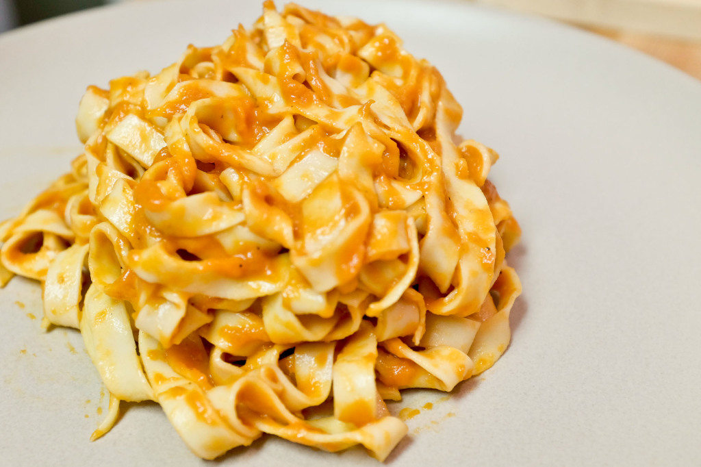 Homemade pasta with tomato sauce