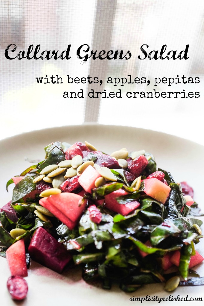 Collard Greens Salad with apples, beets and pepitas - vegan