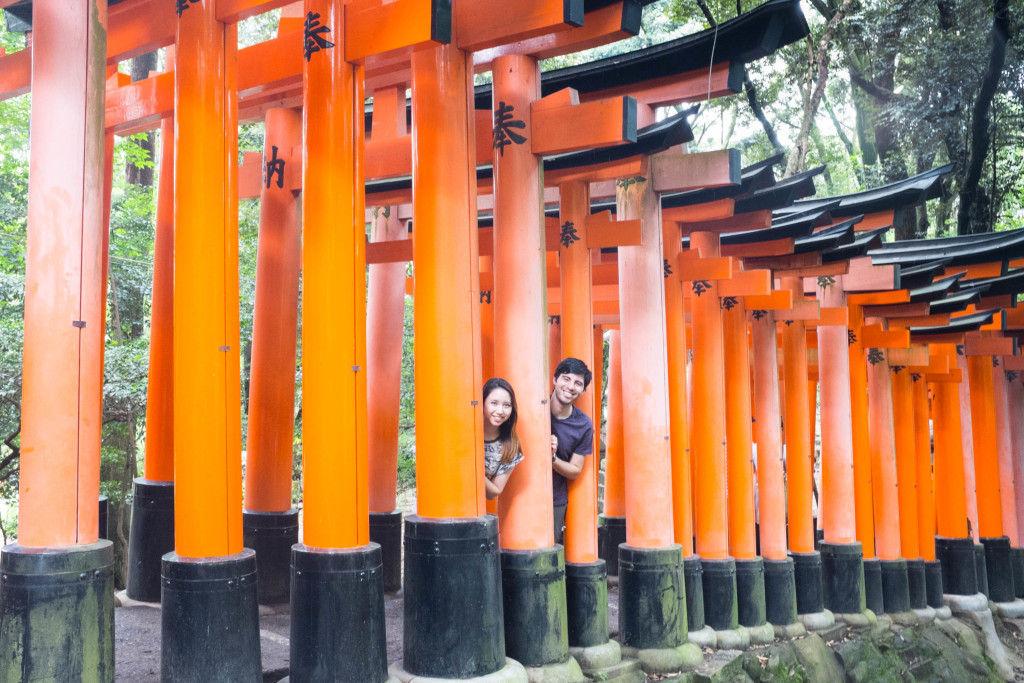 Hanging out in the torii gate tunnel at Fushimi Inari Shrine