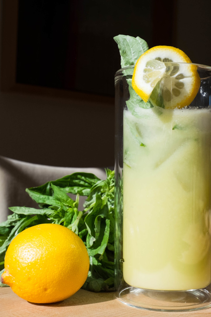 Effortless No-Squeeze Lemonade with basil garnish